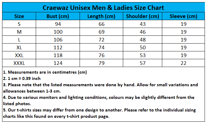 Craewaz Unisex Men Ladies Size Chart 4-3