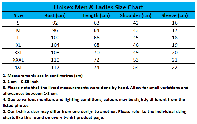 Craewaz Unisex Men and Ladies Size Chart 1