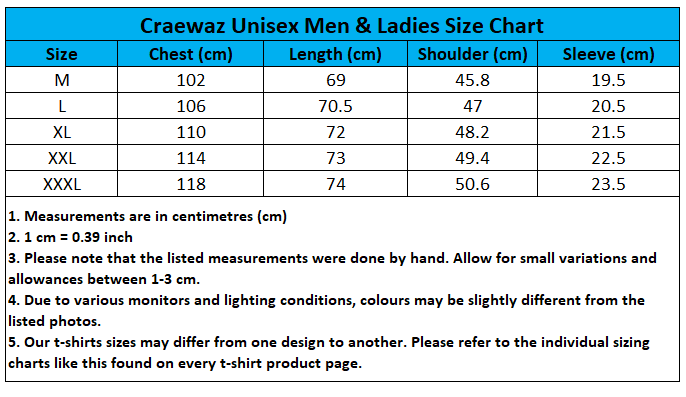 Craewaz Unisex Men and Ladies Size Chart 6-1