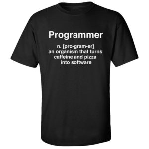 Programmer Organism Caffeine Pizza Black T-Shirt